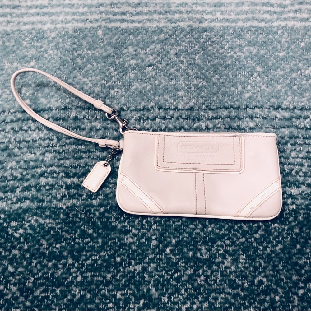 Classic white Coach clutch wristlet